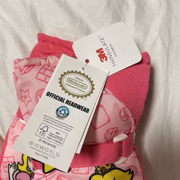 Official Nintendo Princess Peach Girls Ski Snowboard Gloves L/XL Thicken Mitten - Picture 5 of 8